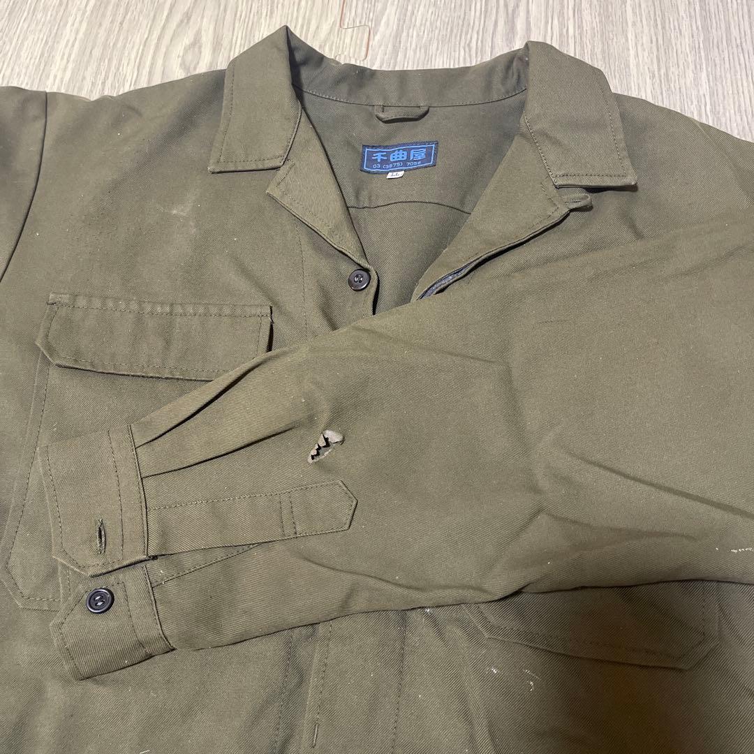 千曲屋 上下セット　グリーン　グレーセット　LL