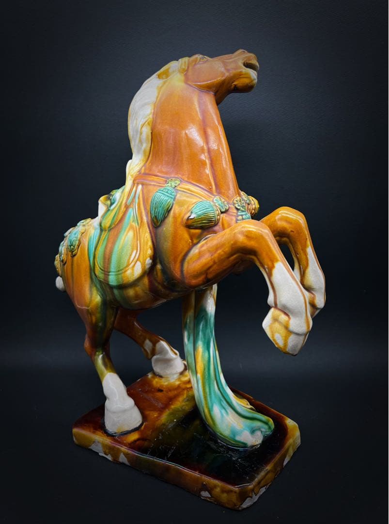 中国美術 唐三彩 馬 置物