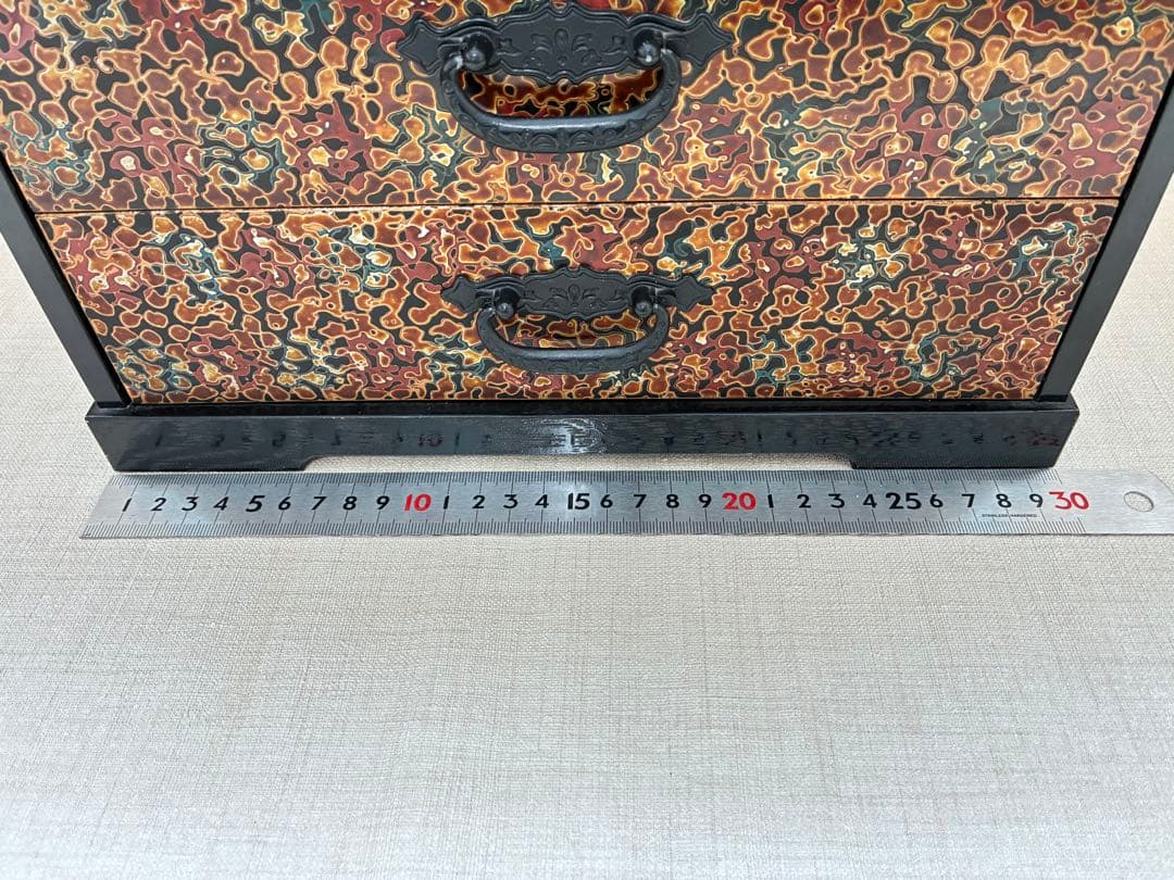 津軽塗 三段小引き出し 古道具 漆塗り 和モダン収納