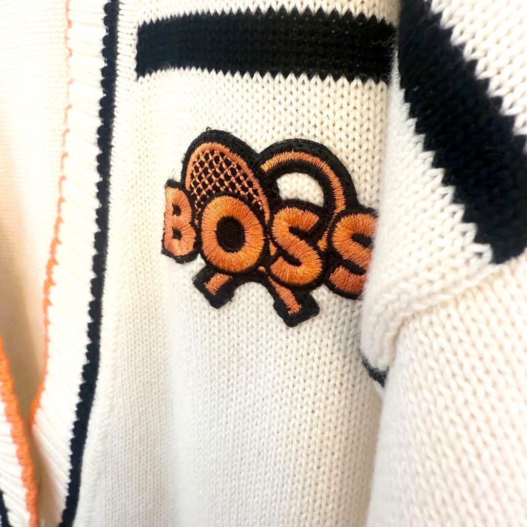 HUGOBOSSリアロゴ＆ライン オーガニックコットン カーディガン テニス刺繍