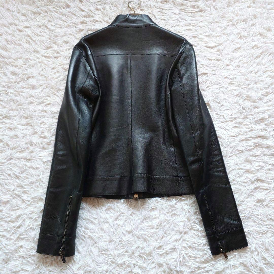 GUCCI　グッチ　牛革　レザージャケット　シングル　ライダース　ファスナーロゴ