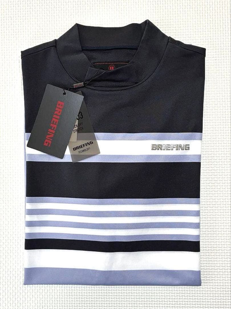 BRIEFING GOLF MARINE STRIPE HIGH NECK／L
