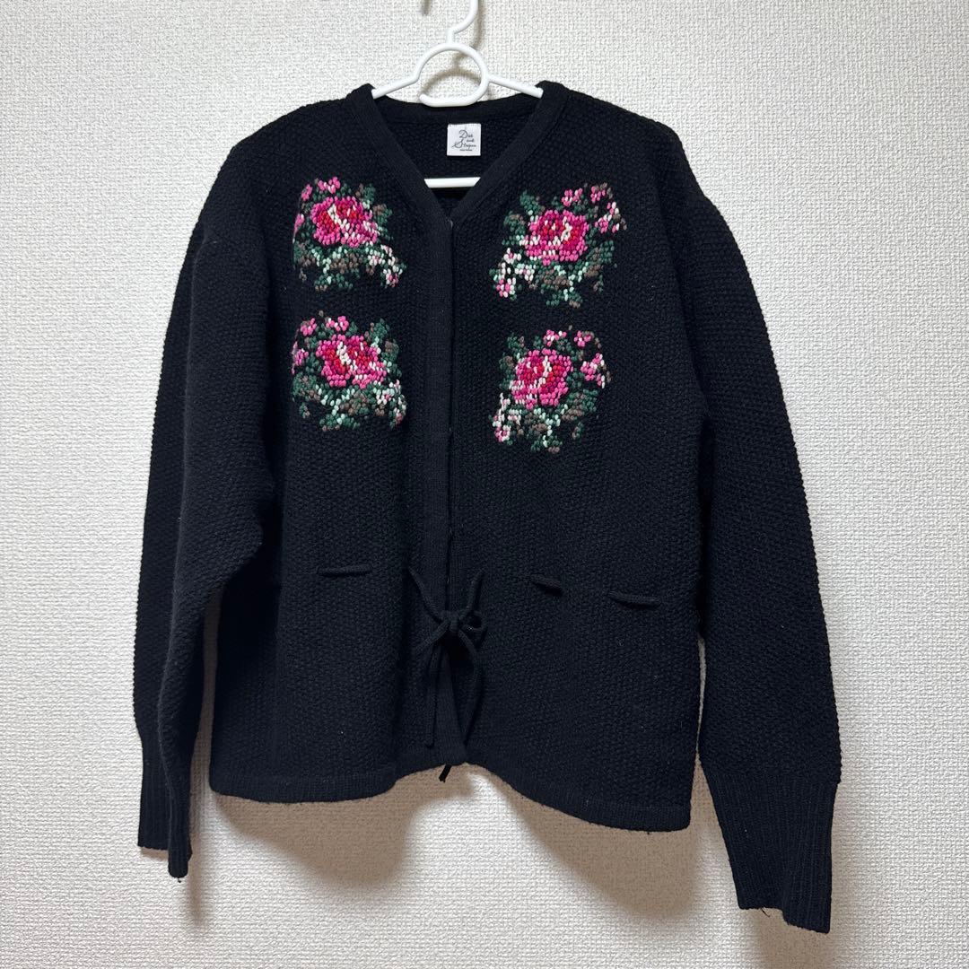チャイルドウーマン＊ラムかのこハンド刺繍 カーディガン