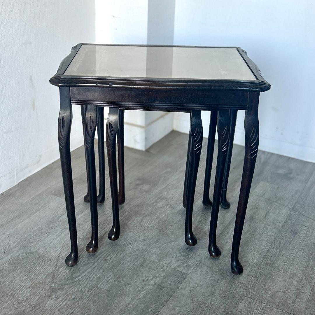 イギリス アンティーク家具 ガラストップ ネストテーブル 1960年頃 951A