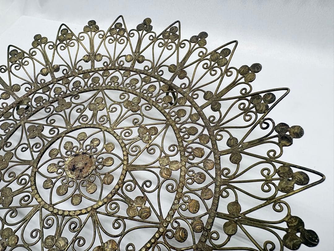 インド ファナム トラヴァンコール  フィリグリー 銀製 脚付き皿