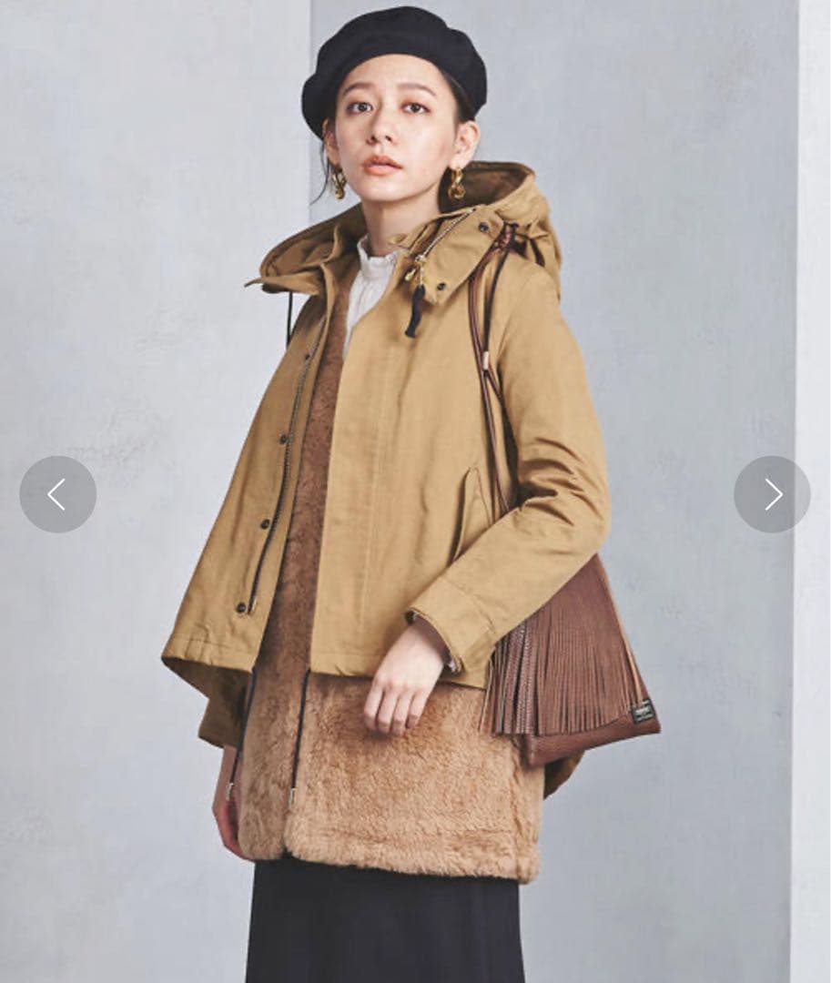 美品☆THE RERACS フード付きモッズコート　キャメル