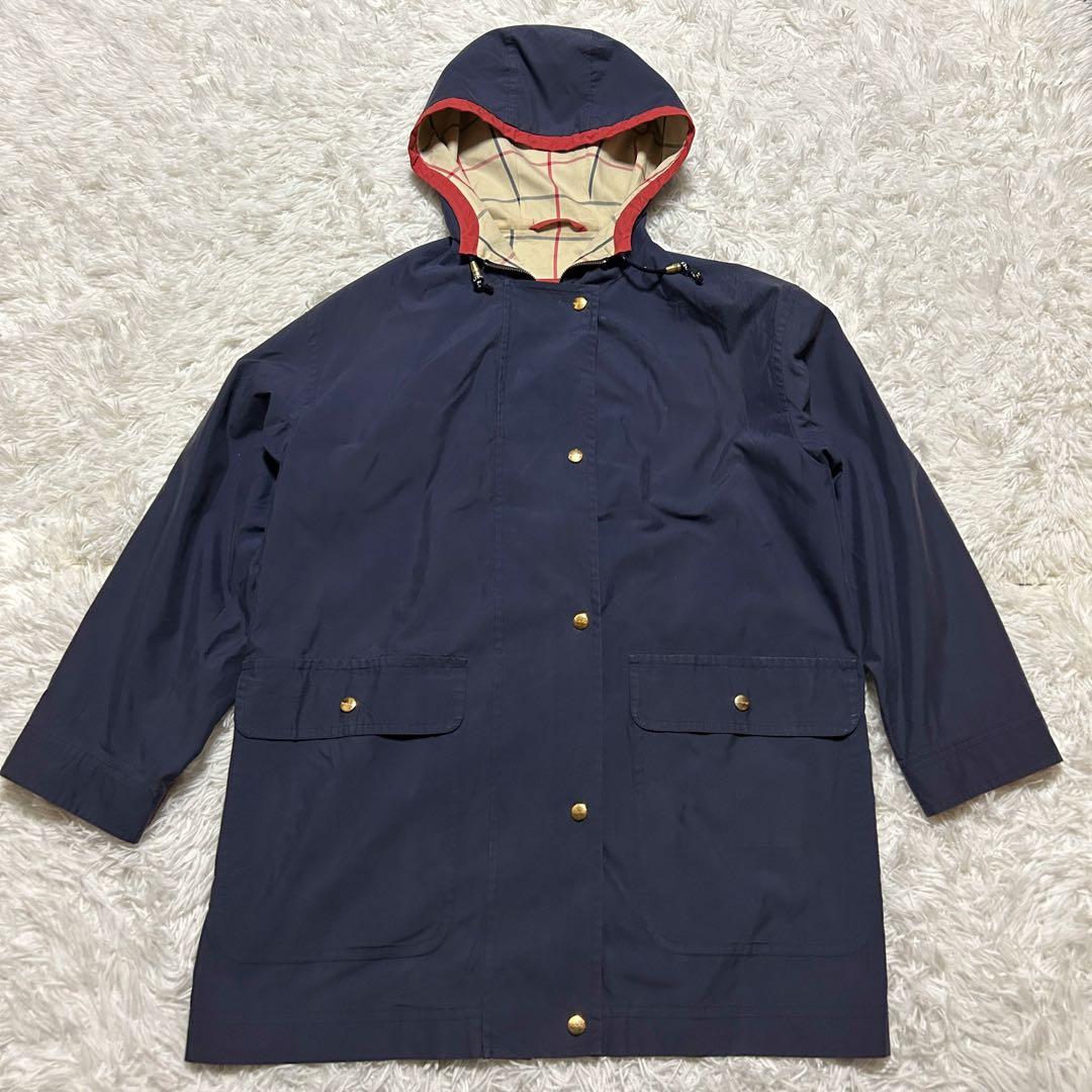 ビッグロゴ バーバリープローサム ジップ ジャケット ハーフコート フード 金釦