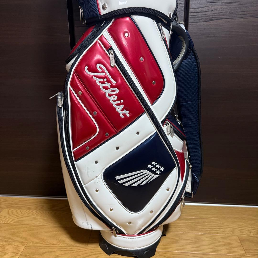 Titleist キャディバッグ ゴルフバッグ ホワイト/レッド/ネイビー