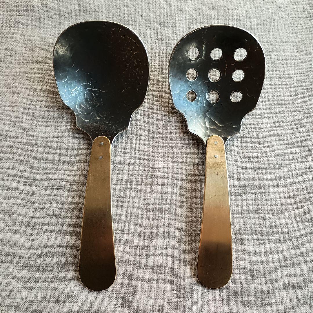 小西光裕サーブスプーン　サーブスプーン(穴あり)の2品　レア刻印あり