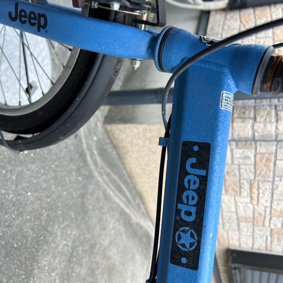 Jeep 折りたたみ自転車 青 フロントバスケット付き　手渡しのみ　神戸