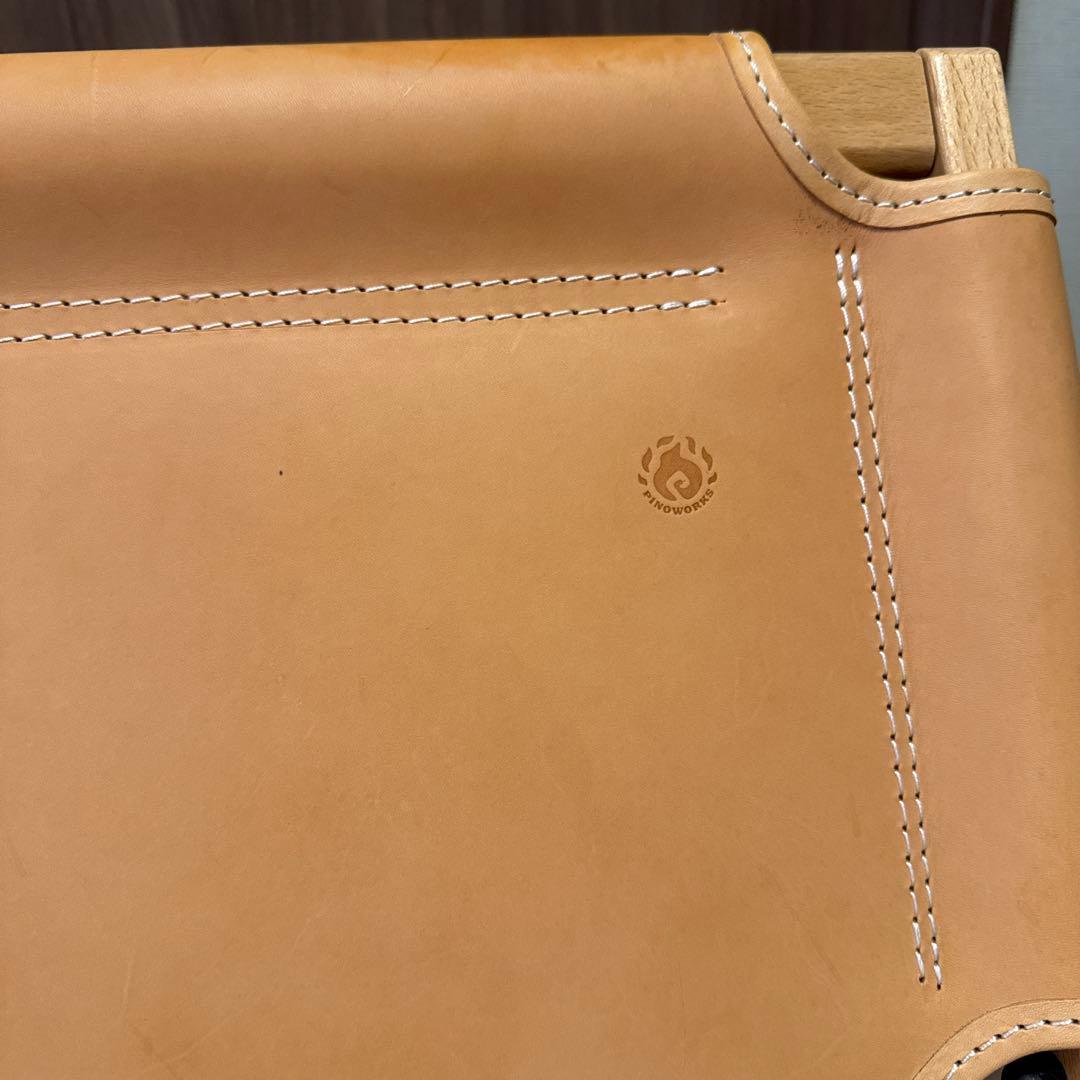 PINOWORKS レザーベンチ レザー製折りたたみベンチ ベージュ