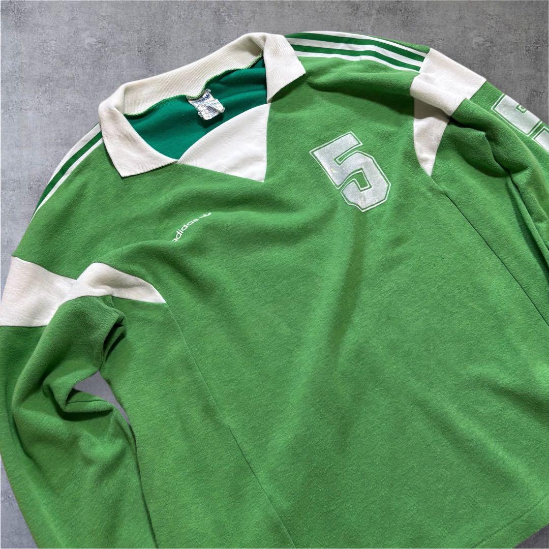 【J53】70s adidasベンテックスサッカーシャツフロッキープリント