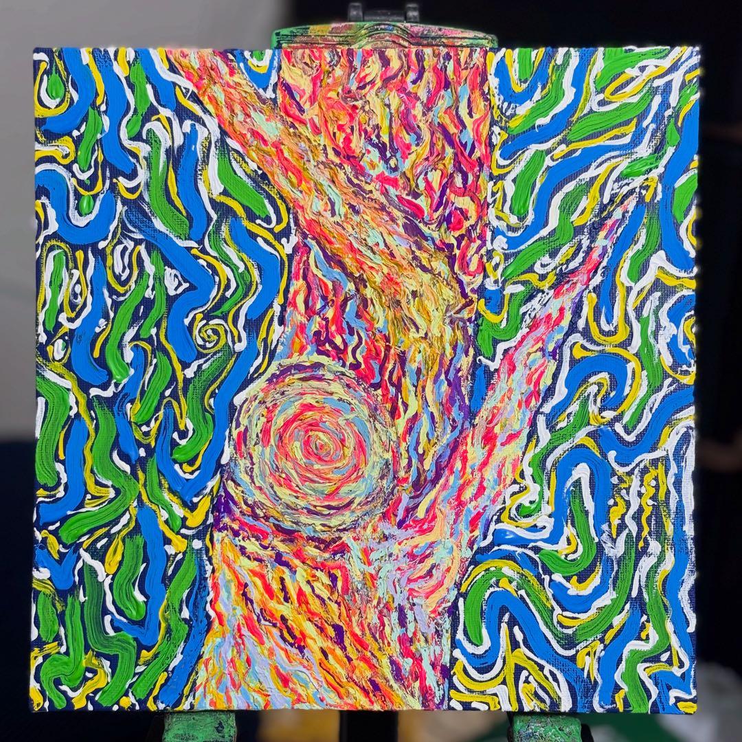 カラフルな木　自然モチーフ 約30cm