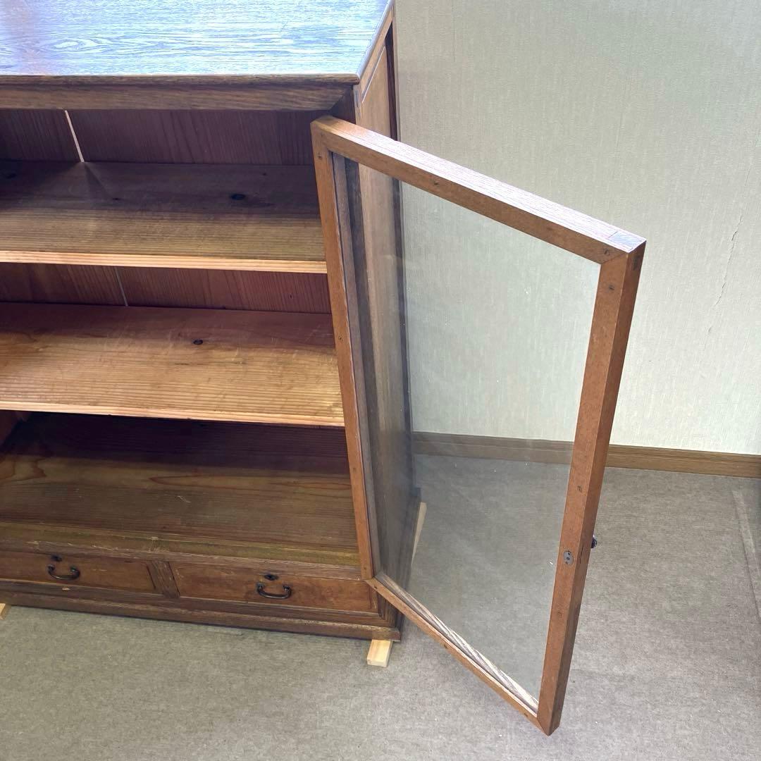 昭和レトロな引き出し付きガラス棚（飾り棚や本棚に）