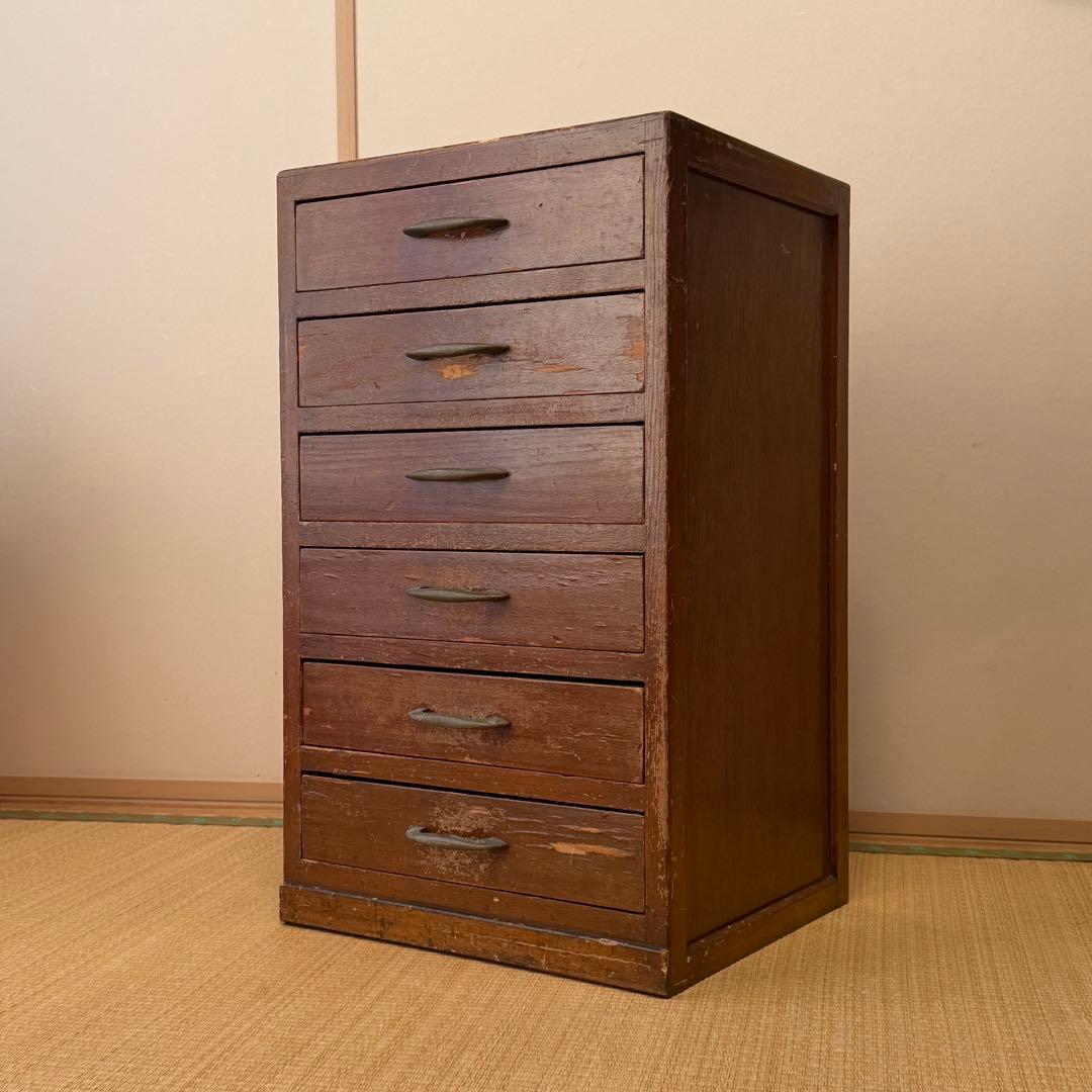 昭和中期 キャビネット 引き出し 木製収納棚 古家具 アンティーク レトロ