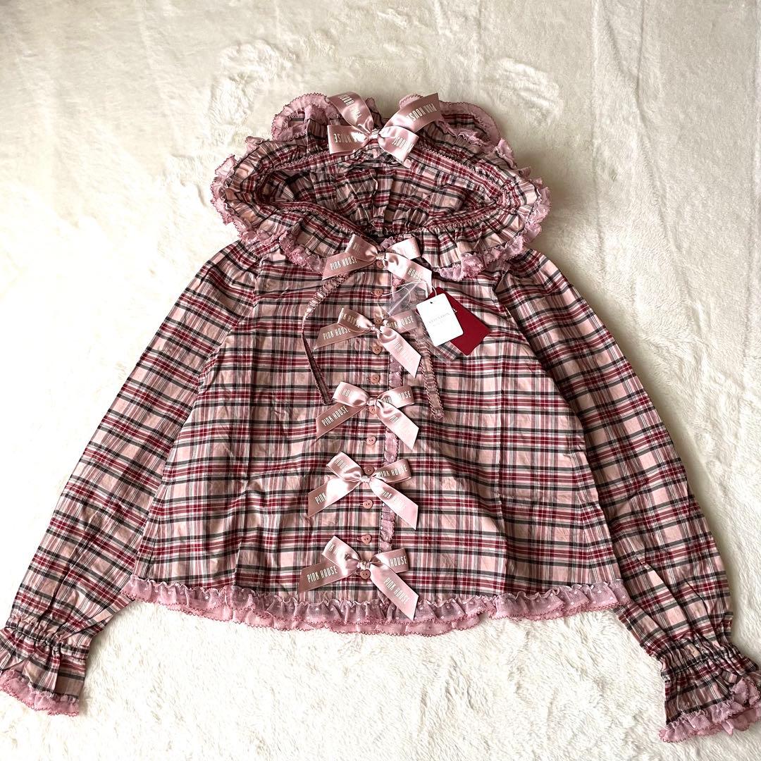 ピンクハウス × aoki misako コラボ チェックフードブラウス