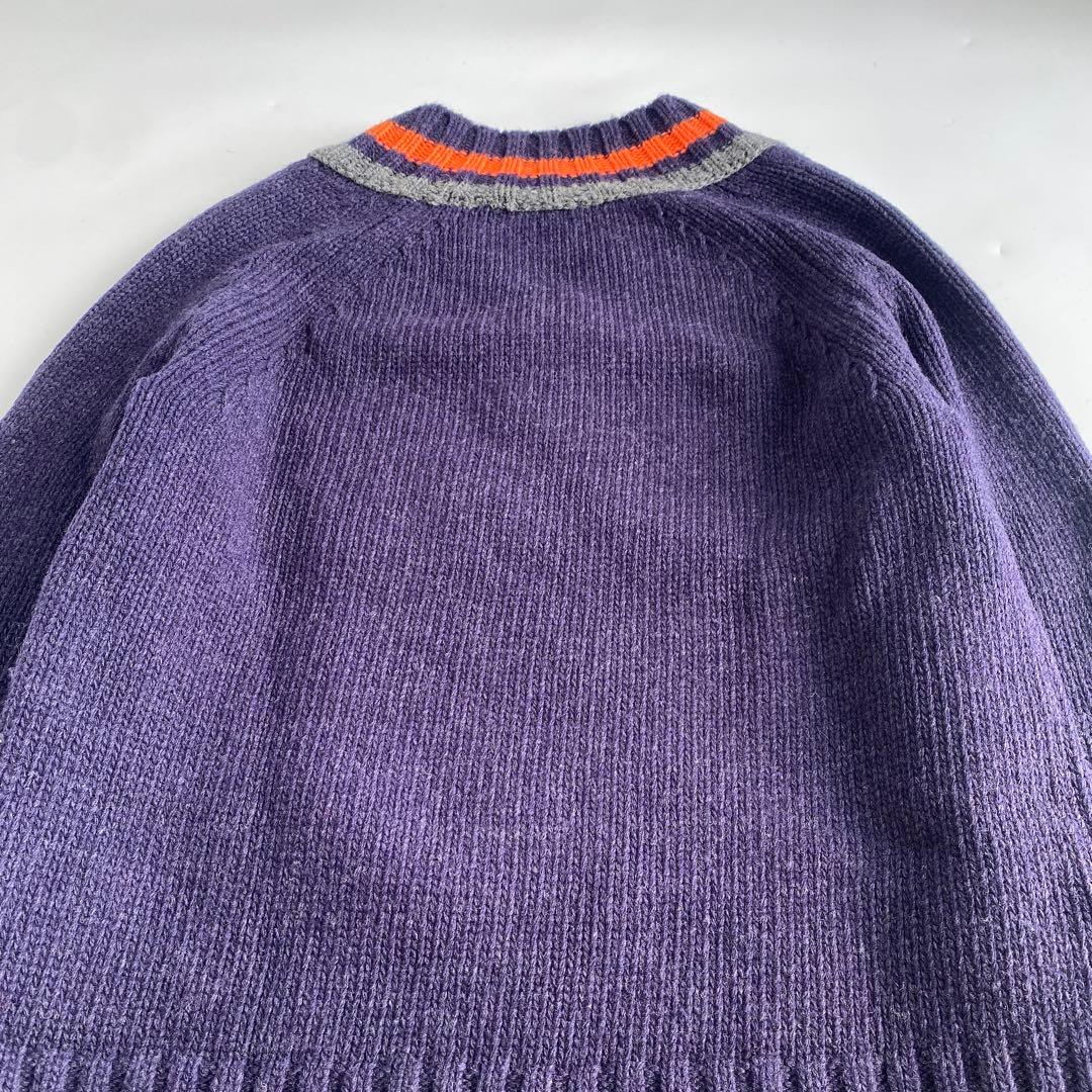 kolor BEACON ネイビー パープル Vネックニット ウール100%