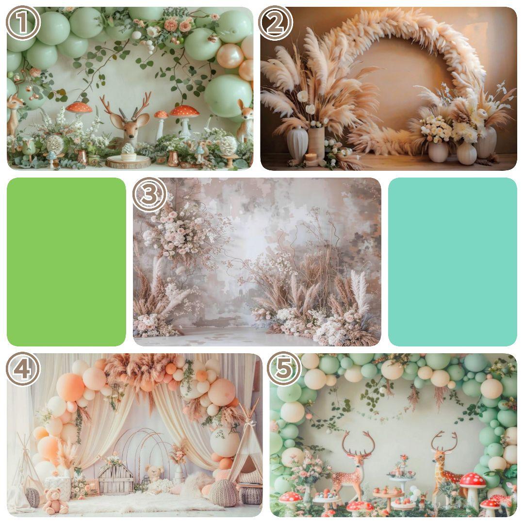 背景布+秋色花柄トリミングチョーカー　リボン　ペット撮影用フォトブース　業務用