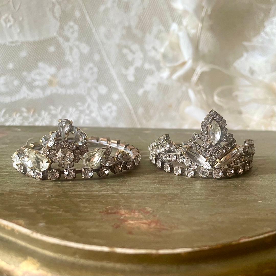 チェコガラスドールティアラB ラインストーン　フランスアンティークヴィンテージ