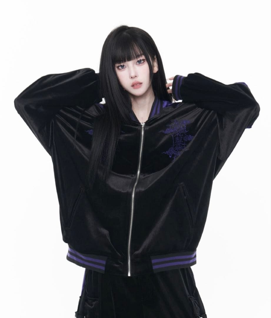 『REFLEM』ドラゴン刺繍ベロアスカジャン