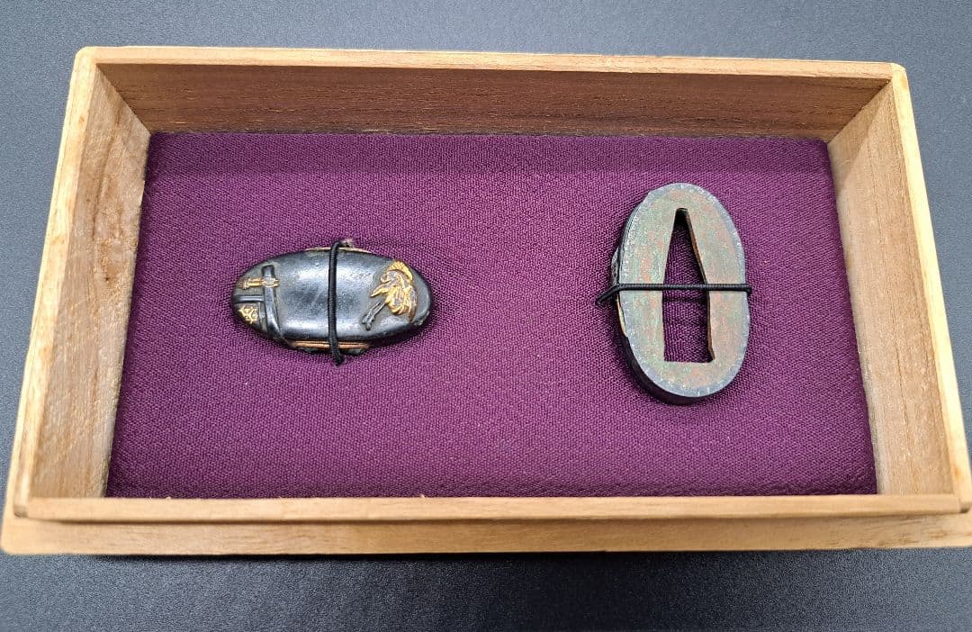 野鳥金象嵌柄頭縁頭揃い 日本刀 刀 刀装具 時代物 真剣 居合い 刀剣美術 侍