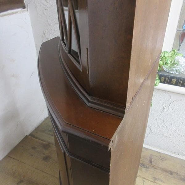 イギリス アンティーク 家具 コーナーキャビネット 飾り棚 英国 6315d