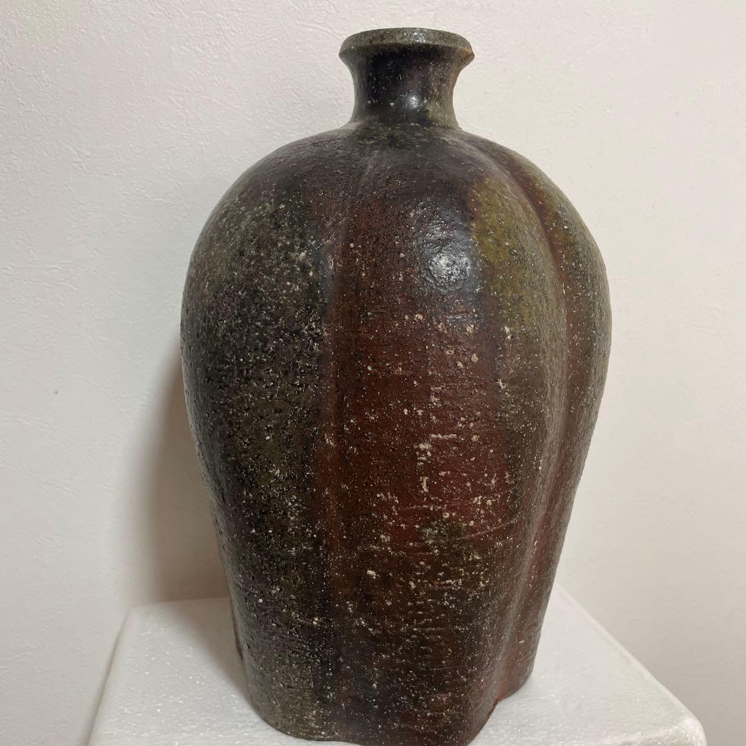 益子焼　松崎健　灰被窯変　花器