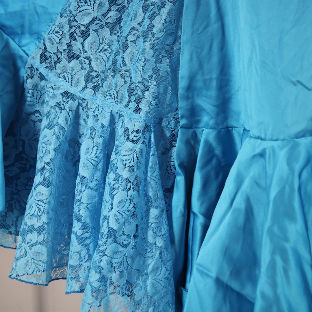 【フラメンコ衣装】ブルー naja ワンピース ドレス ボランテ レース 青