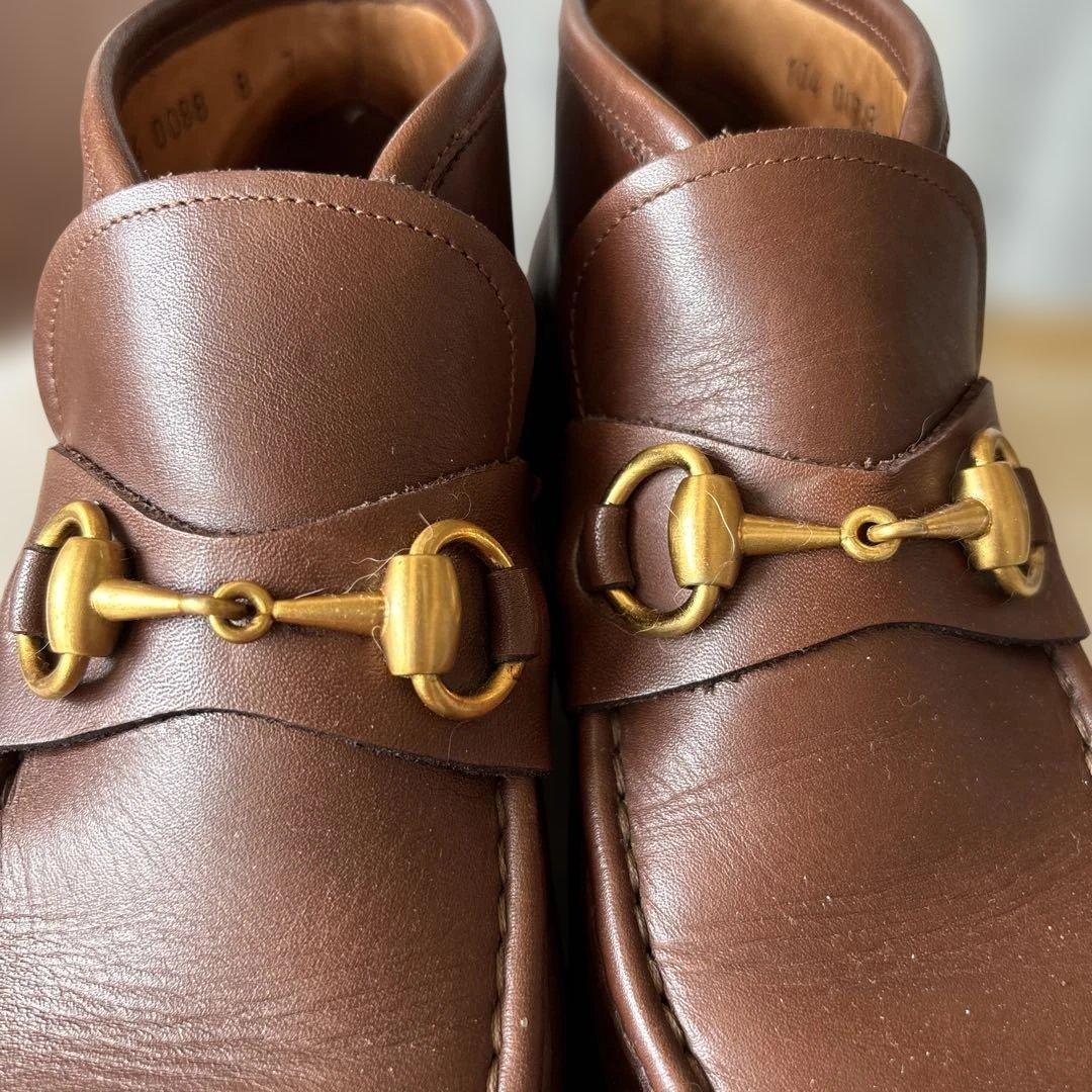 GUCCI グッチ ホースビット 厚底 ローファー ブラウン UK7 本革