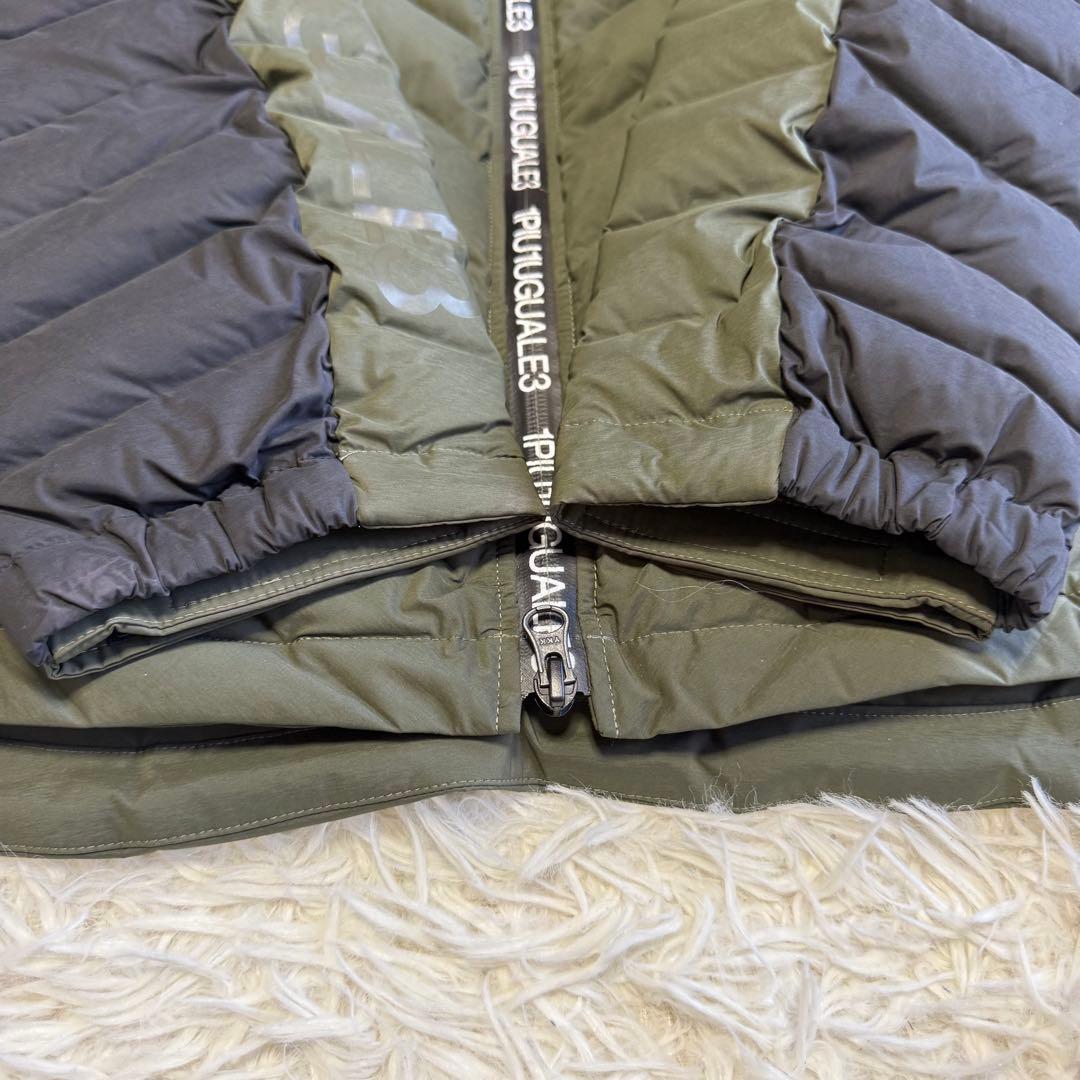 【1PIU1UGUALE3 GOLF】極美品✨ダウンジャケット ロゴ カーキ Ⅶ
