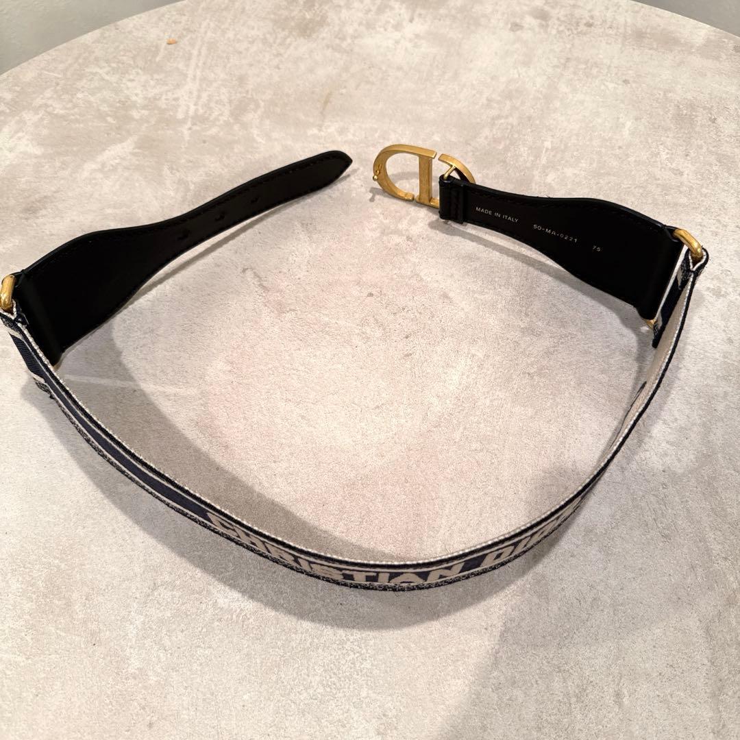 ベルト 75 Dior ディオール エンブロイダリー CDロゴ キャンバス