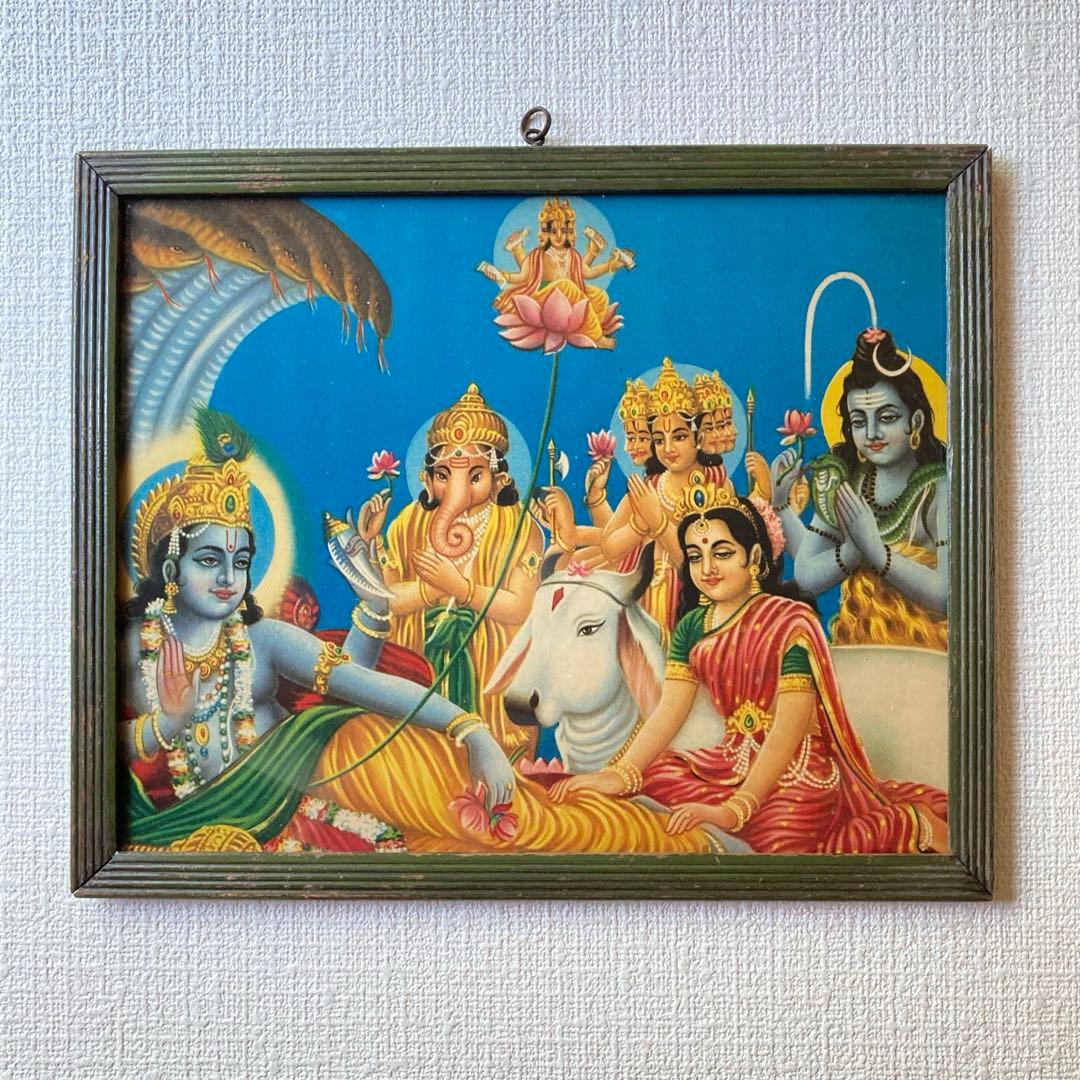 ビシュヌ　ヒンドゥの神々　額縁付　　　　　ビンテージポスター