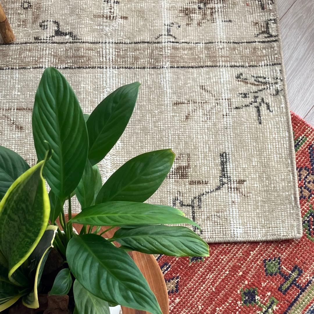 上品ベージュミルキー55×133✳︎花瓶　ロング　ランナー　トルコヴィンテージラグ