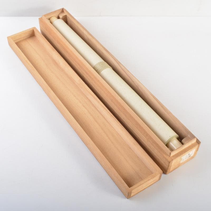 掛軸　水田竹圃作　梅木に鳥図　桐箱付　C　6318A