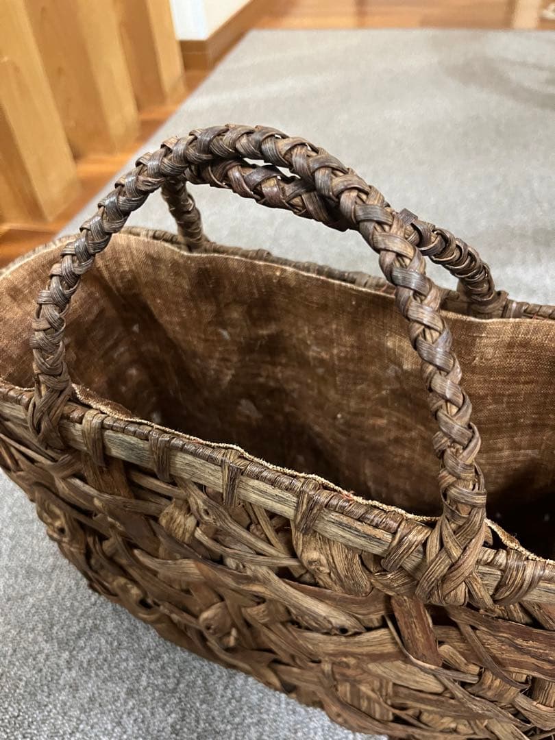 山葡萄　籠バッグ　国産　乱れ編み　内布あり