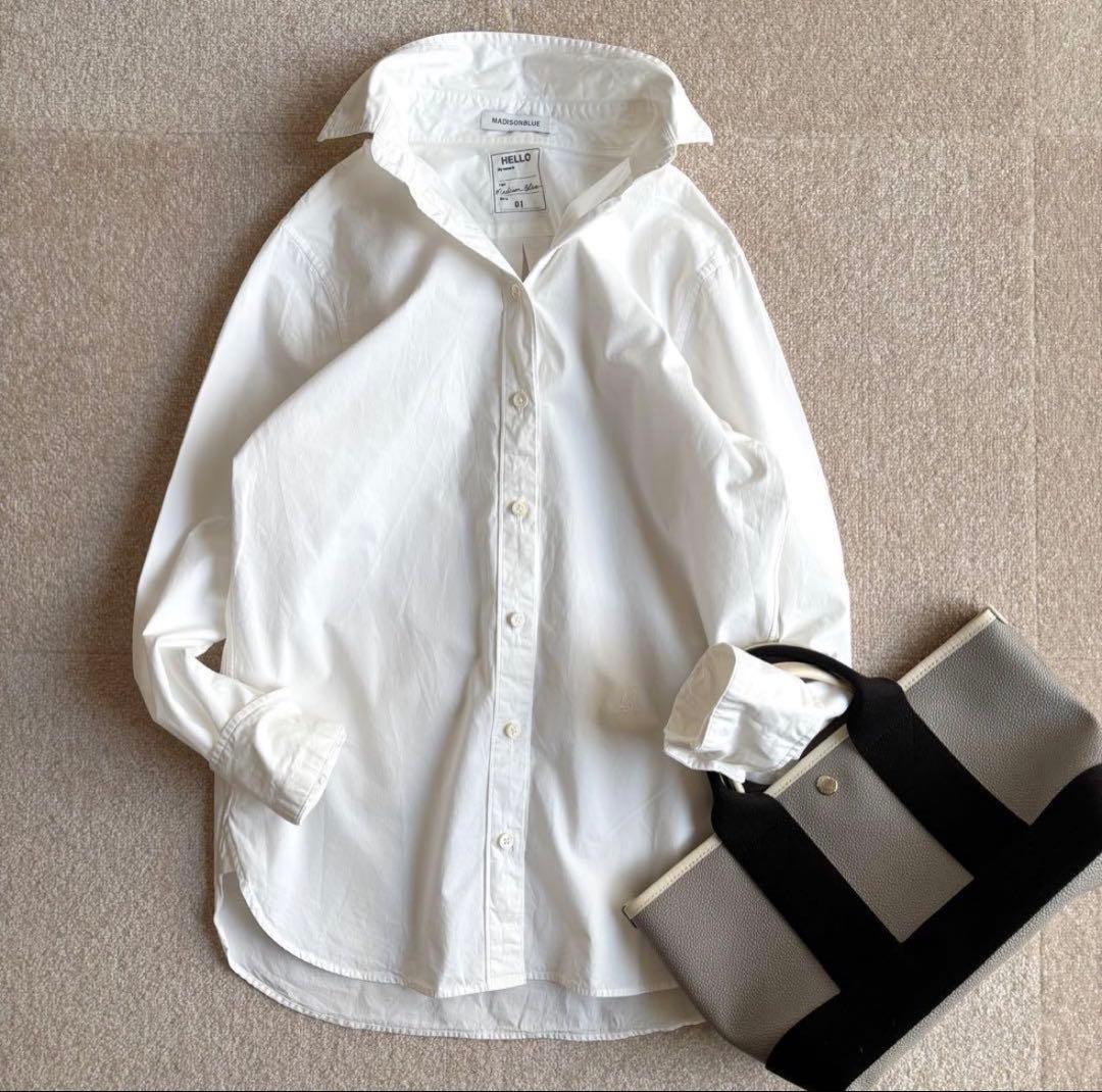 マディソンブルー＊ウォッシュドアウトシャツ　白　ホワイト　コットン　01