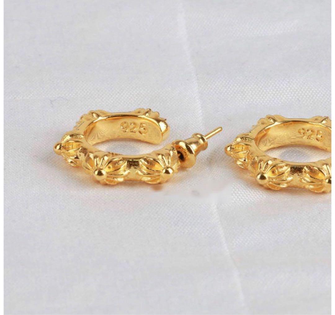 シルバー925x18kgp ゴールド ピアス メンズ レディース 金 フープ両耳