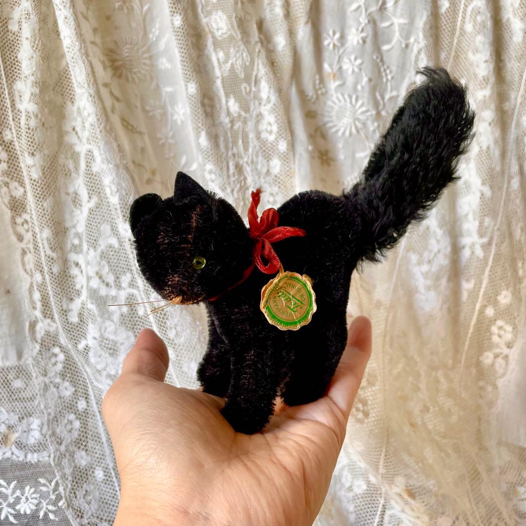ハーマン黒猫ぬいぐるみ　ドイツヴィンテージHERMANN 検フランスアンティーク