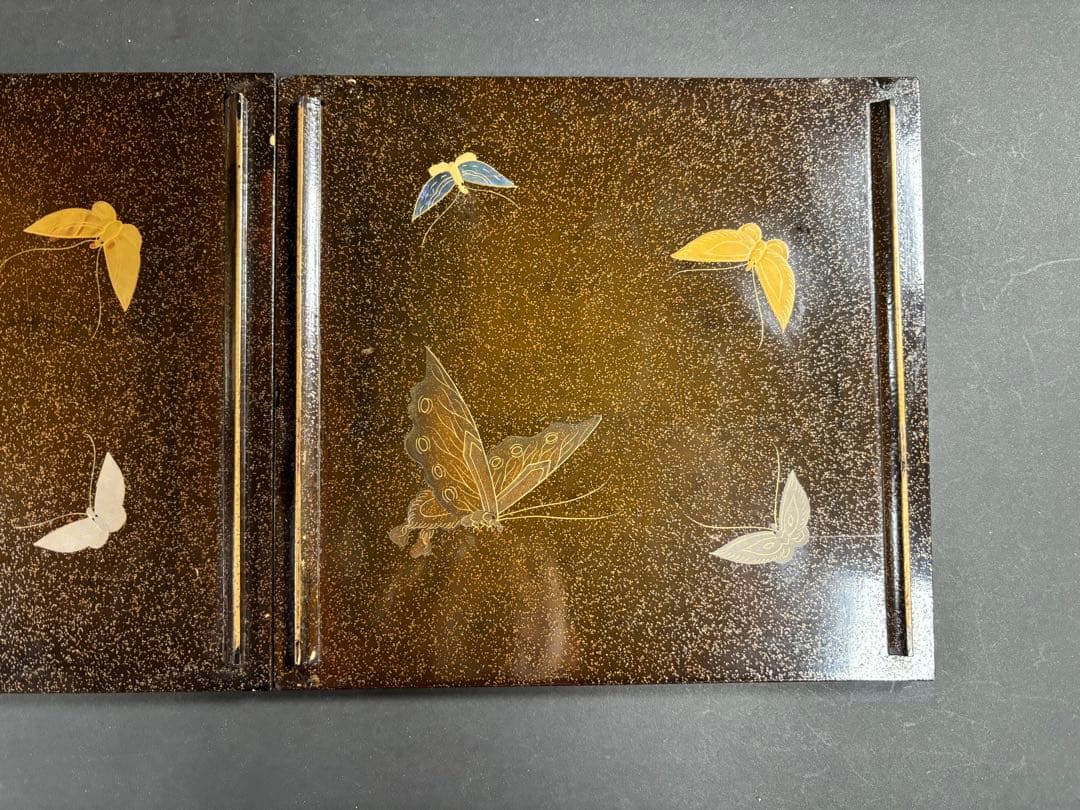 セール　輪島塗　極上　重箱　螺鈿　蝶　紫陽花　梨地　蒔絵　漆器