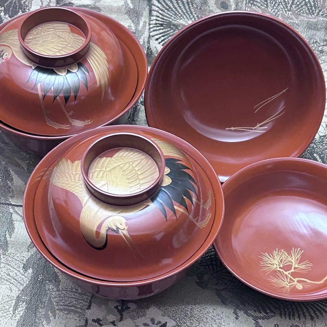 輪島塗 金蒔絵 松鶴 汁椀 吸物椀 10客 漆器