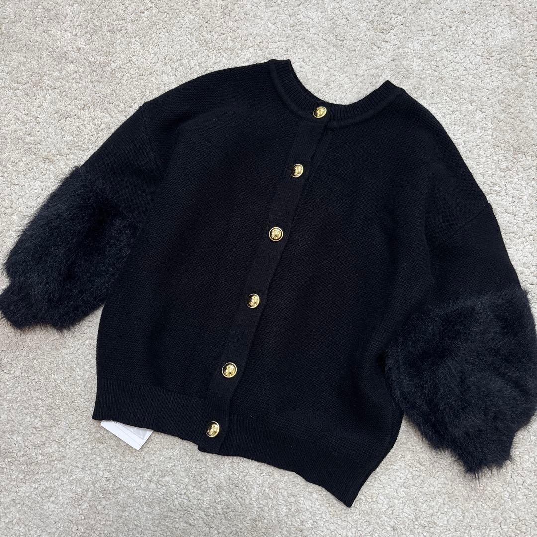 新品　TORRAZZO DONNA ファースリーブ2wayプルオーバー　ブラック