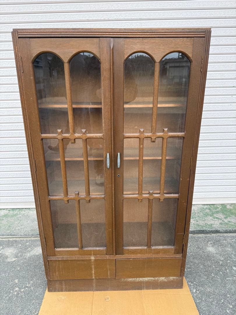 【O-2043】キャビネット ガラス戸棚 昭和レトロ アンティーク