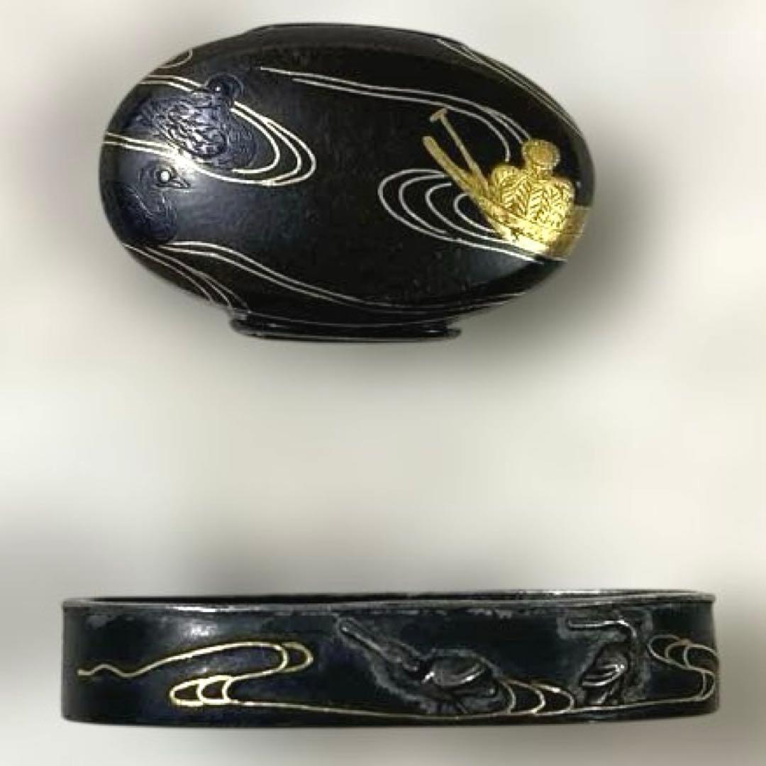 B-68 縁頭　金象嵌　武具　刀装具　骨董品　日本　時代物　美術品　工芸品