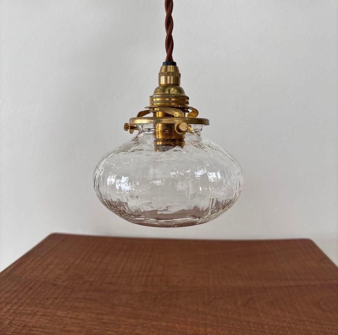 安土草多　ペンダントライト [E17] 平球 クラック　 ガラス 照明