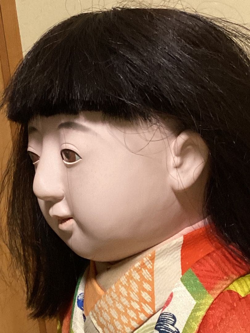 市松人形 74cm 花月斎？　石黒製作　綿入り着物　抱き人形　吹子付き