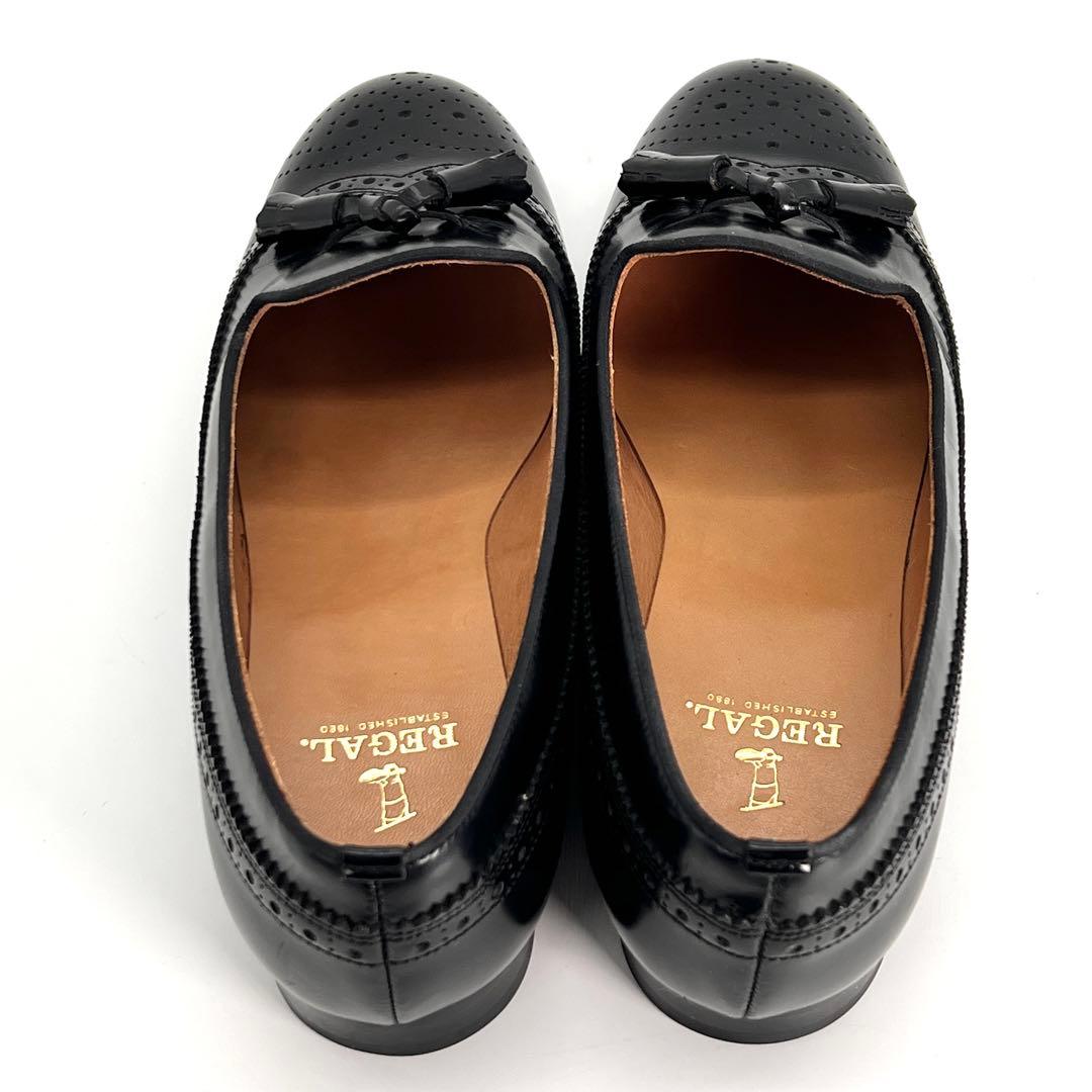 【美品】REGAL 本革 ウイングチップ タッセルローファー パンプス 24cm