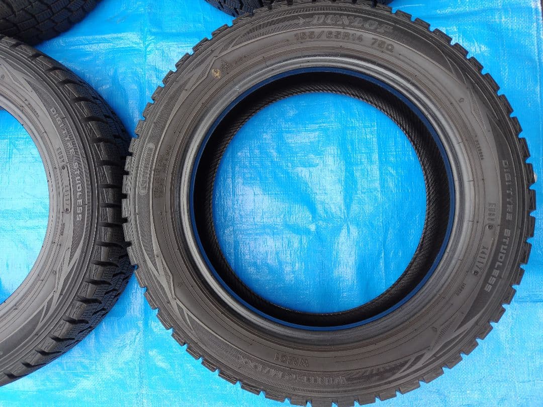 155/65R14【2/2】ダンロップ・スタッドレス、鉄ホイール付、2本分割