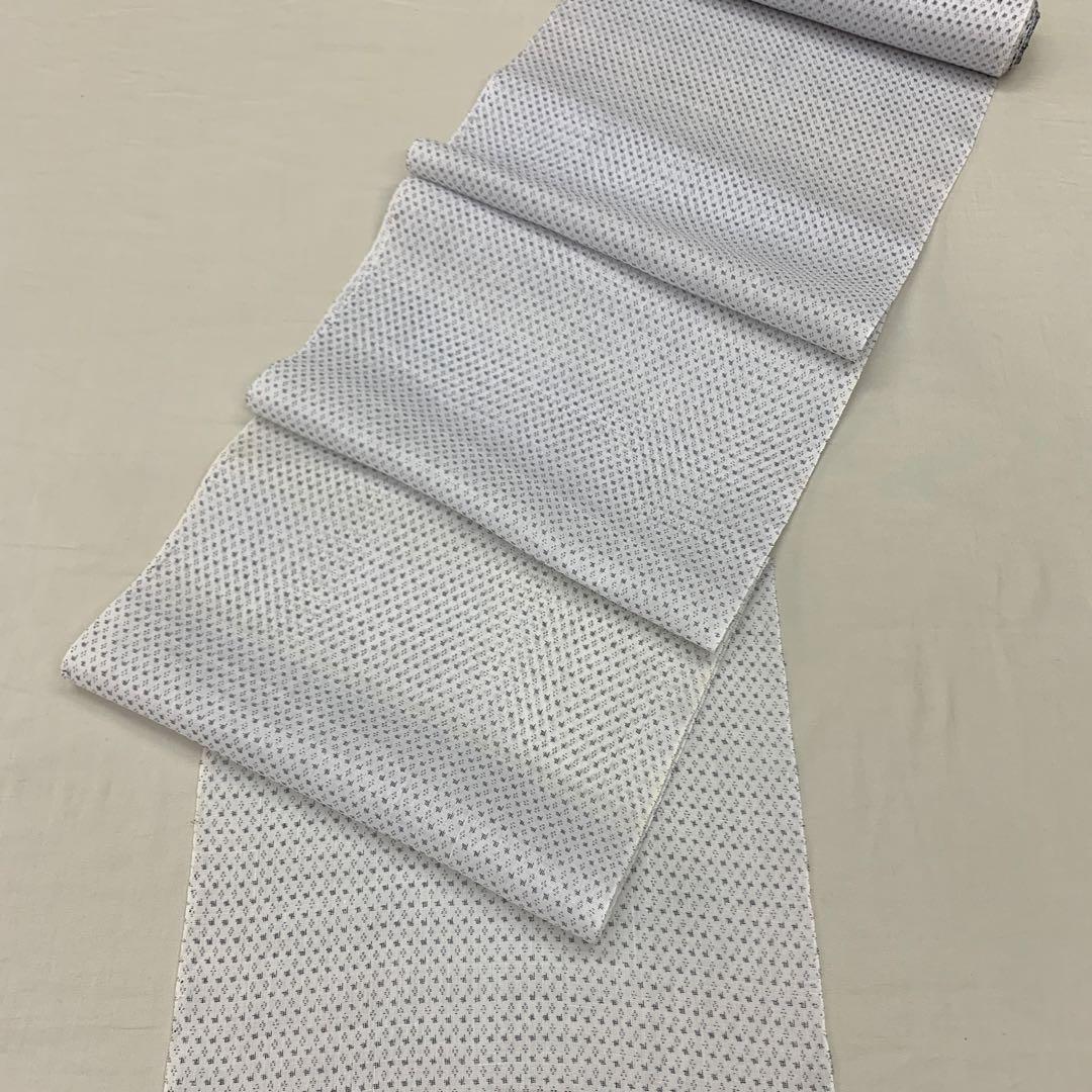 特撰綿麻織物　　女物浴衣　花織柄　小千谷絣織　反物　　白地　シンプル　夏物　3