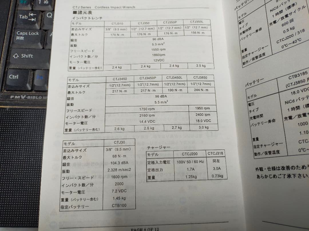 スナップオン　コードレスインパクトレンチCTJ3450 マキタアダプター付