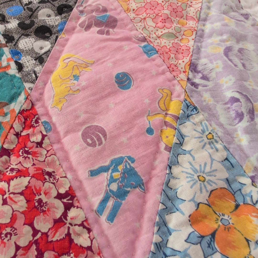 パッチワークキルト　ビンテージ　ハンドメイド